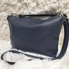キタムラ ショルダーバッグ サコッシュ シボ革 本革 ネイビー 未使用品