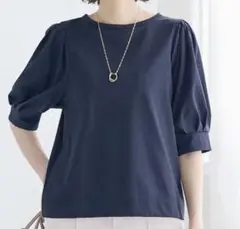 ベルメゾンStyleNote 後ろ姿すっきりキレイTシャツ　ネイビー　Lサイズ