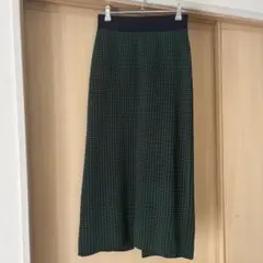 グリーン系チェック柄スリットロングスカート