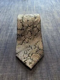PRONT UOMO COUTUREブラックブラウンシルクペイズリータイ