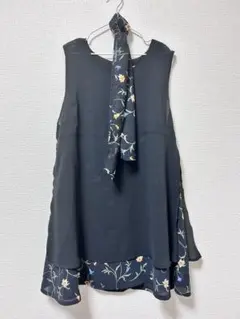 【美品】ノースリーブ 花柄フローラルプリント トップスチュニック丈　キレイめ