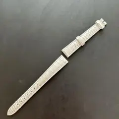 【未使用品】腕時計ベルト クロコダイル型押し レザーベルト 13mm シルバー