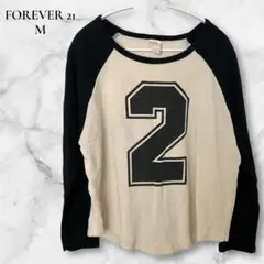 メンズ兼用✨FOREVER21【M】ラグランTシャツ 長袖 黒 ベージュ