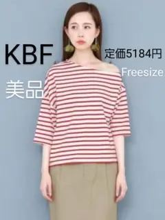 KBF 赤と白のストライプ Tシャツ フリーサイズ　美品