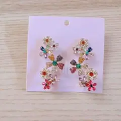 【新品】カラフル花モチーフ ピアス