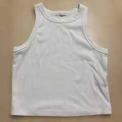 GU ホワイト リブ編み タンクトップ