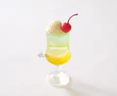 1/12 ミニチュア クリームソーダ ドールハウス スイーツ 空色 食品サンプル