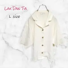 Lax Dan Tia シャツ シアー 開襟 半袖 ホワイト L 送料無料 古着