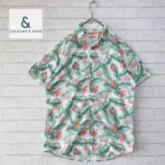美品【COLOURS&SONS】メンズ 半袖シャツ (L)トロピカル 綿素材
