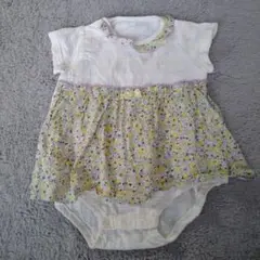美品　ロンパース　丸高　花　花柄　80