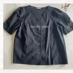 un dix cors 半袖ブラウス シャツ 黒 アンディコール フリー