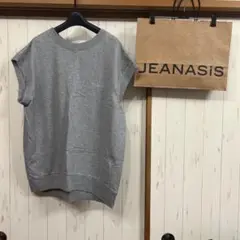 JEANASIS ジーナシス　HACKNEロゴ ノースリーブTシャツ Fサイズ