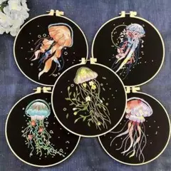 クラゲ刺繍キット 約20×20cm