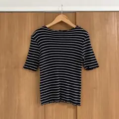 earth music &ecology ボーダーメローカットソー　黒白