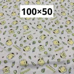 188 ポムポムプリン柄　ライトブルー　吸水冷感ニット生地　100×50