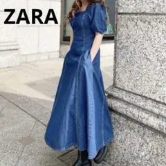 【美品】ZARA ザラ デニム フレア スリーブ ワンピース M 完売品