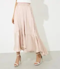 rienda♡モイストサテンティアードフレアジャストウエストスカート 新品