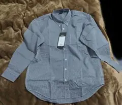 【新品・未使用】aitoz+　長袖ギンガムシャツ L ネイビー