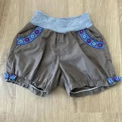 ブラウン刺繍ポケットショートパンツ