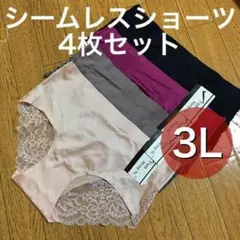シームレス レース ショーツ 光沢 4枚セット 3Lサイズ　ブラック ベージュ