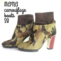 MANA マナ ハラコ 迷彩 カモフラ レザー ショートブーツ 38