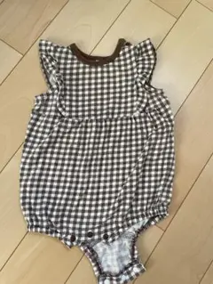 チェック柄 コットンロンパース 70