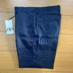 【新品/タグ付】ZARA 麻 リネン 紺色M ショートパンツ