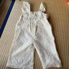 刺繍入りホワイトオーバーオール 80cm