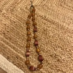 【美品】木製ビーズ ネックレス　レディース