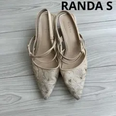 RANDA ランダ　S お呼ばれ　ベージュ 刺繍 ミュール ヒール 結婚式ゲスト