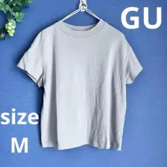 GU【M】半袖　スムースTシャツ　コットン　クルーネック　くすみグリーン