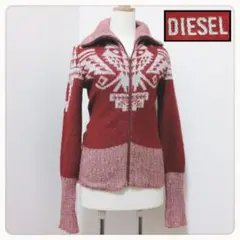 ディーゼル DIESEL カーディガンセーター レディース モヘア入り 赤 美品