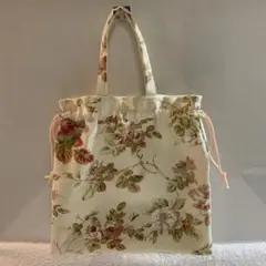 ハンドメイド　手提げ巾着バッグ　ローラアシュレイ生地使用