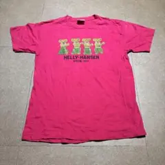 Helly Hansen 半袖　tシャツ　ピンク　熊　アニマル　フラダンス　S