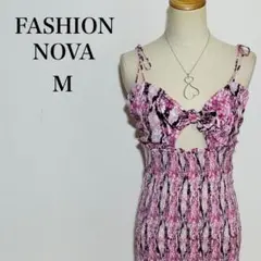 [美品]ファッションノバ ヘビ柄キャミワンピース ピンク セクシーMサイズ