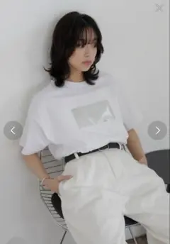 シルバーヴィンテージプリントTシャツ ヘラム 箔プリント ホワイト