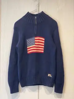 【超美品】 80s 90s ポロラルフローレン コットンニット 星条旗