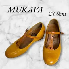 【MUKAVA】ムカヴァ　レザー　Tストラップシューズ　23.0cm
