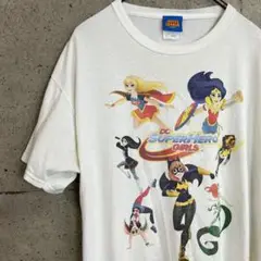 USA【古着】DCスーパーヒーローガールズ 両面プリントTシャツ L ホワイト