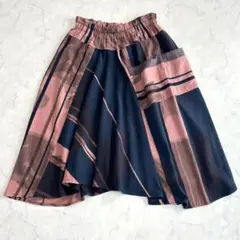 タマキニイメ チョタンスカート マルチカラー 紺 ベージュ rt8