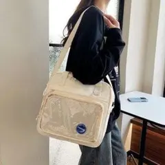 白 痛バッグ 痛バ 推し活 ホワイト ショルダーバッグ 缶バ トートバッグ
