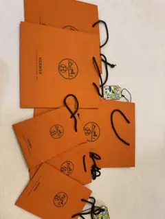美品HERMES ショップ袋 6枚セット オレンジ