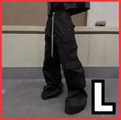 【早い者勝ち】カーゴパンツ 男女兼用 ワイドパンツ ブラック Lサイズ
