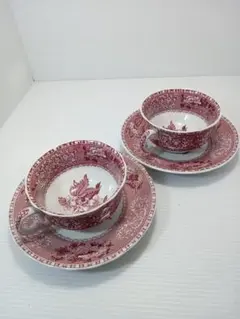 スポード/Spode】ピンクカミラ大皿2枚中古品