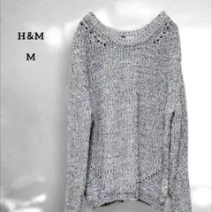 【H＆M】ニット　オフショルダー グレー セーター 長袖　エイチアンドエム　灰色