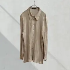 2725【CLUBBY TIME】シルクシャツ　絹　長袖　シワ加工　Ｌ　大人