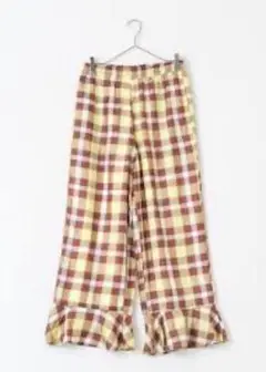 新品タグありヌキテパ　シルク　チェックフリルパンツ