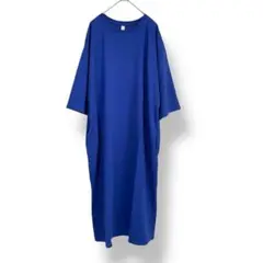 アダストリア　ロングTシャツワンピース　青　ブルー　五分袖　クルーネック　M