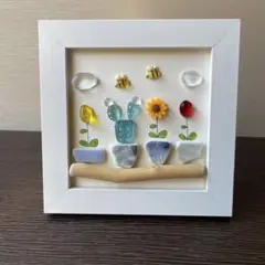 シーグラスアート　お花畑①