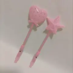 美品 ピンク ハート 星　光る魔法の杖セット